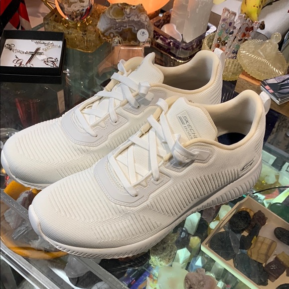 BOBS from Skechers Shoes - Skechers Bobs memory foam new white sneakers walking shoes QVC